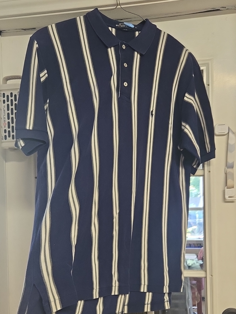 Polo by Ralph Lauren Navy and White Vertical Stripe Polo